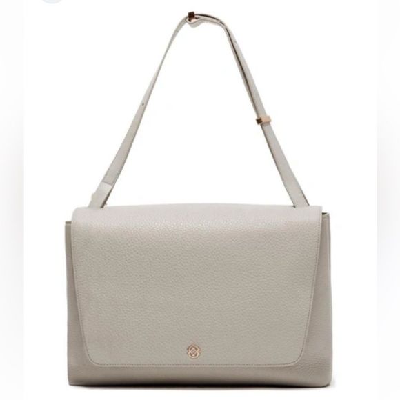 Dagne Dover Handbags - Dagne Dover Simone Leather Satchel Gray Bone